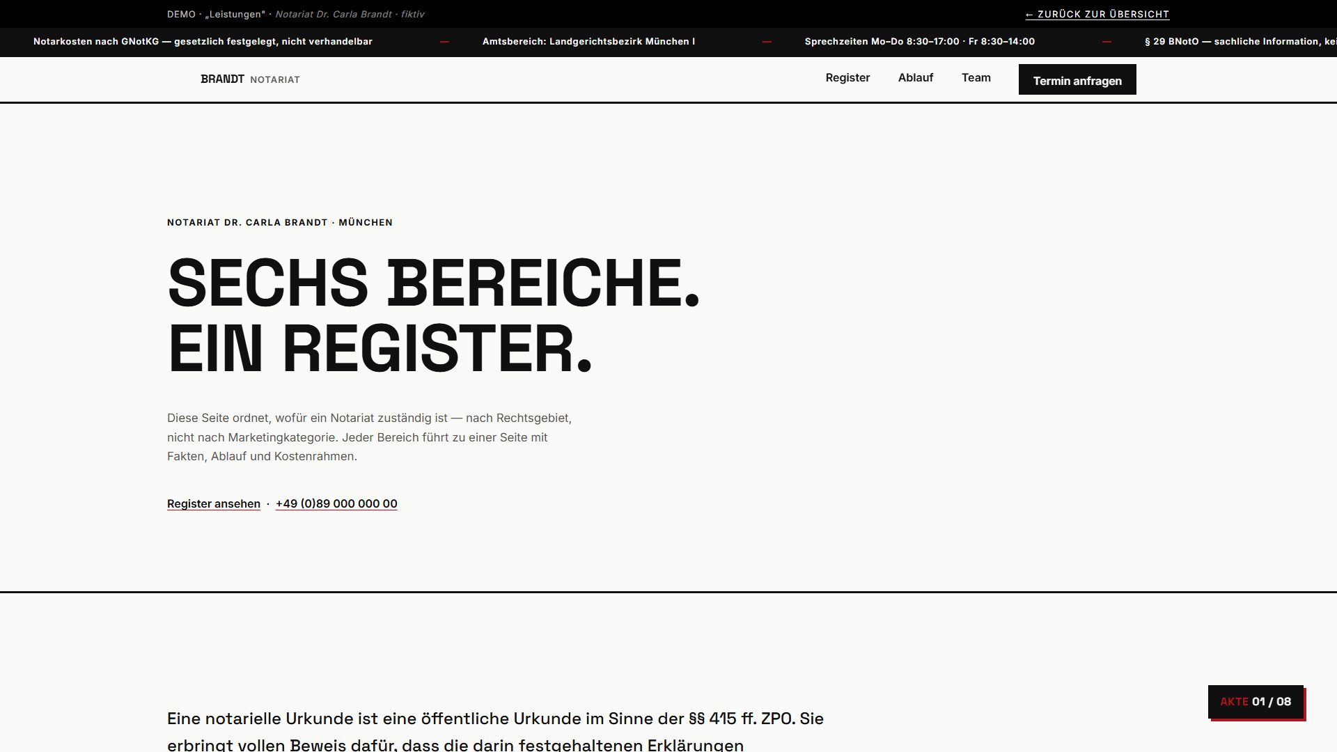 Demo: Leistungen / Klar-informativ